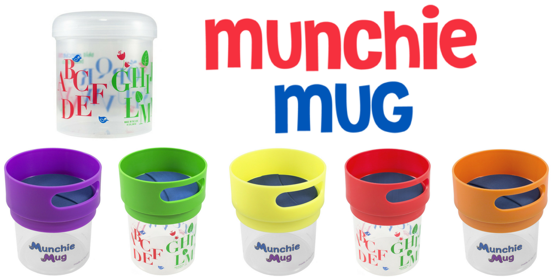 Munchie Mug Spill Proof Snack Cup for toddlers 12 oz (multiple colors)